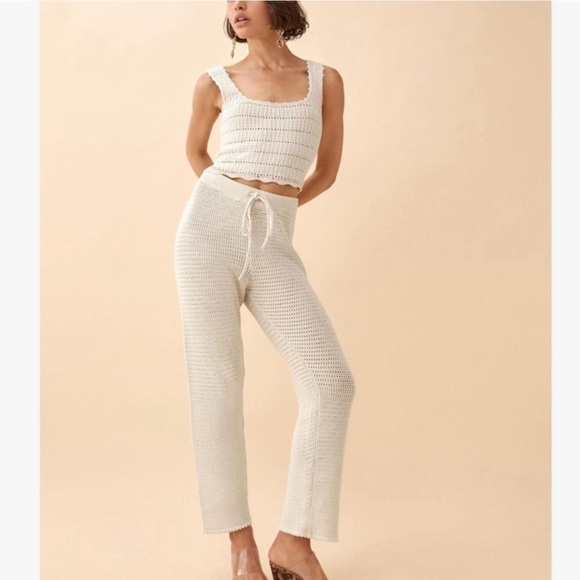 Reformation Rosso Open Knit Crochet Pant NWOT Large
